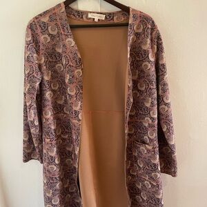 Solitaire Paisley Open Cardigan in Mauve and Tan Size L